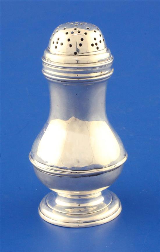 An early George II silver muffineer by John Newton, 75 grams.